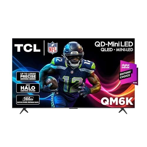 TCL 55-Inch Class QM6K Series QD-Mini LED 4K UHD Google Smart TV Best Value Mini-LED TV - QLED, 144hz, 240hz Gaming Rate, High Contrast Screen, Onkyo Audio, Dolby Atmos (55QM6K, 2025 Model)
