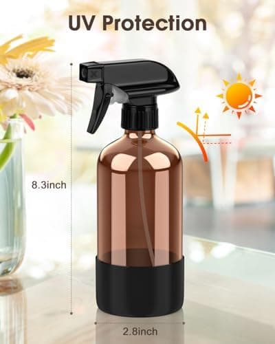 Amazon.com: Bontip Glass Spray Bottle with Silicone Sleeve Protection, Amber Glass Spray Bottle Set for Window Cleaner Aromatherapy Facial Hydration Watering Flowers Hair Care 2 Pack/16 oz (Black & Brown) : Beauty & Personal Care - Image 6
