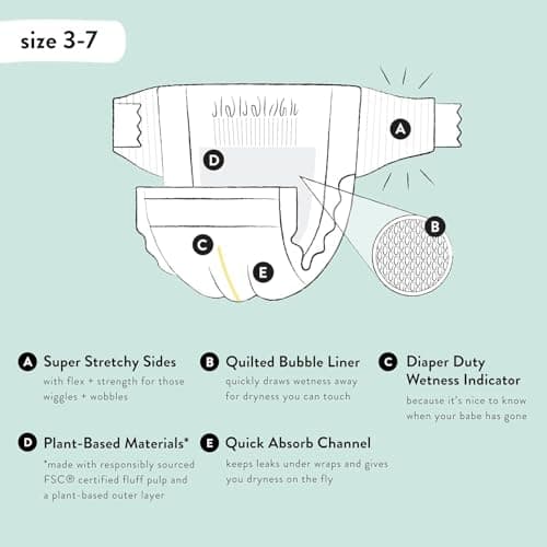 The Honest Company Clean Conscious Diapers for Sensitive Skin | Hypoallergenic, Fragrance Free | Spring '25 Limited Edition Prints | Club Box, Size 3 (16-28 lbs), 62 Count - Image 4