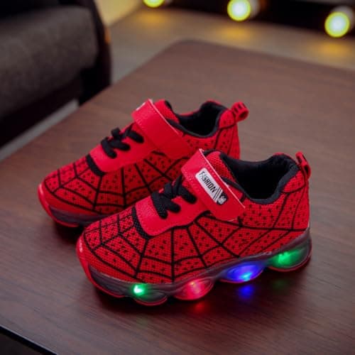 Toddler Boys Girls Light Up Shoes LED Lightweight Mesh Breathable Walking Sneakers(Red,8) - Image 2