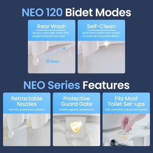 LUXE Bidet NEO 120 - Self-Cleaning Nozzle, Fresh Water Non-Electric Bidet Attachment for Toilet Seat, Adjustable Water Pressure, Rear Wash (White) - Image 3
