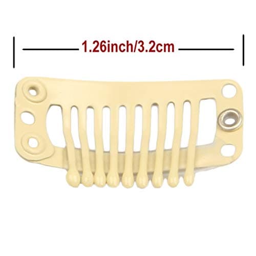 30pcs 9 Teeth Stainless Steel Snap Comb Wig Clips, Hair Extension Clips, Wig Accessories Clip with 30 Assorted Sewing Needles and 2 Rolls Thread (Beige) - Image 3