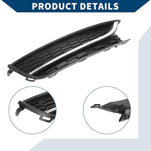 Hihaha No.561853666C Fog Light Grill for Volkswagen Passat 2012-2015 Front Right Front Lower Bumper Fog Light Cover Inserts ABS 1 Pc Black Silver Tone - Image 5