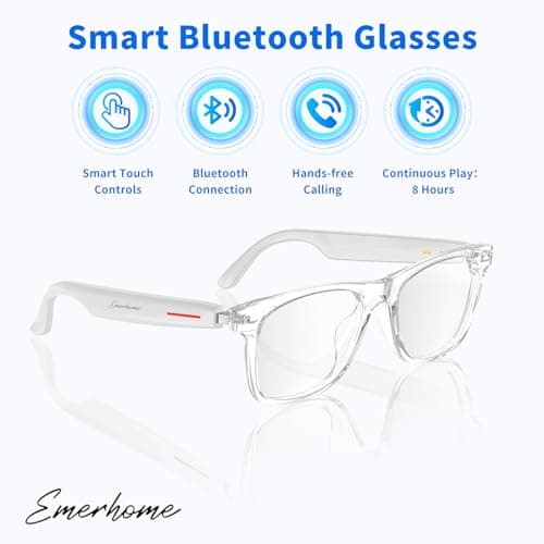 Smart Glasses - Bluetooth Glasses for Men & Women, Touch Control, Outdoor UV Protection and Voice Control, Hands-Free Calls (Clear Lens) - Image 3