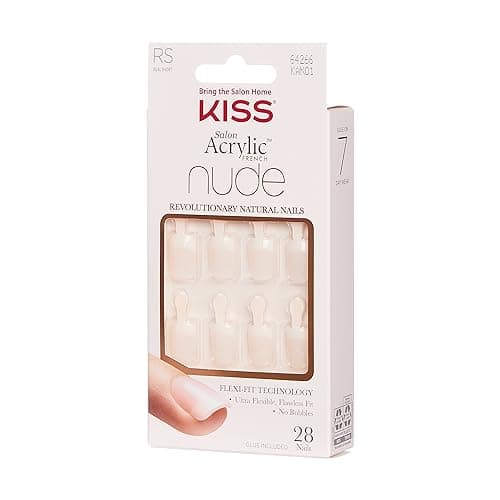 KISS Salon Acrylic Nude French Tip Press On Nails Short, ‘Breathtaking’, Beige, Squoval, Includes 28 Fake Nails, Nail Glue 2g, 1 Manicure Stick, 1 Mini File - Image 2