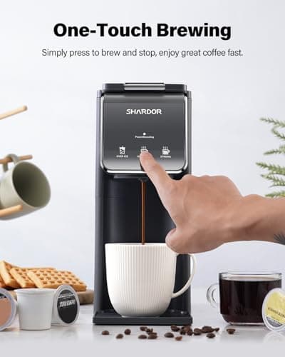 SHARDOR Hot & Iced Coffee Maker, K Cup Coffee Maker Compatible with Ground Coffee, Single Serve Coffee Machine with Bold Setting, Reusable Filter, Travel Mug Friendly, Compact Design, Grey - Image 6