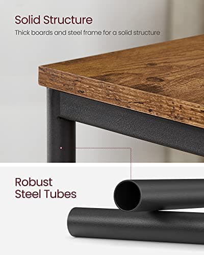 VASAGLE Side Table, Small End Table, Tall Nightstand for Living Room, Bedroom, Office, Bathroom, Rustic Brown and Classic Black ULET273B01 - Image 5