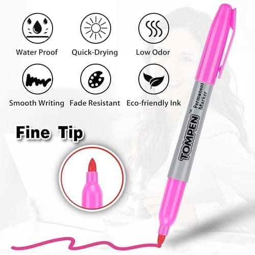 Permanent Markers Fine Tip 200 Pack Bulk,20 Assorted Colors,Waterproof Permanent Marker with Quick Drying on Wood,Plastic,Paper,Metal,Mirror for Gifts Office School Classroom - Image 8