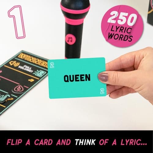 Lucky Egg Official Grab The Mic – Family Karaoke Board Game, 8+ Year Olds, 2-10 Players - Games for Bad Singers with 250 Lyrics (125 Cards) for Hilarious Game Nights & Birthday Party, Kids Gift - Image 3