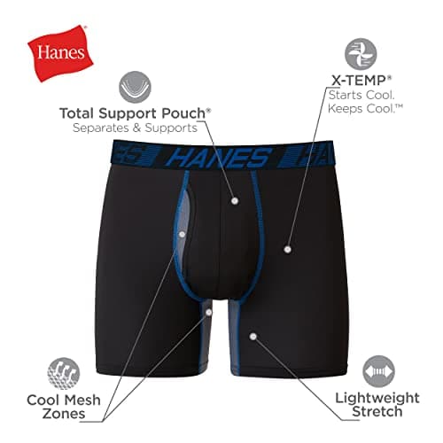 Hanes Men's X-Temp Total Support Pouch Boxer Brief, Anti-Chafing, Moisture-Wicking Underwear, Multi-Pack, Black, X-Large - Image 5