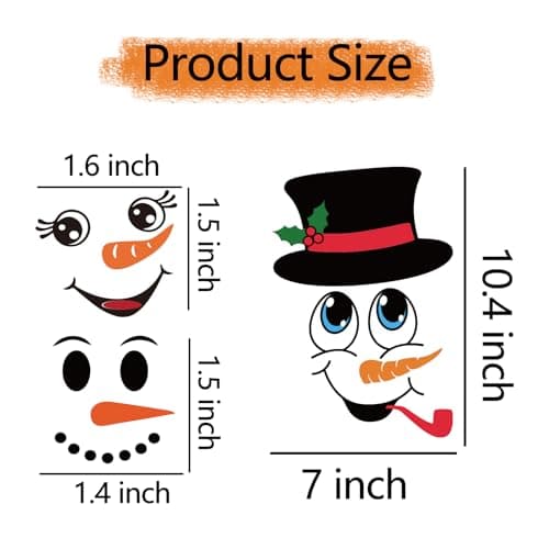 41 PCS Snowman Face Stickers for Crafts Christmas Vinyl Snowman Face Decals for Ornaments Glass Water Bottles Cup Window Wall Christmas Decorations (41Pcs Snowmen Faces) - Image 4