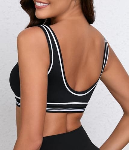 Move With You Womens Sweetheart Padded Sports Bra- Workout Fitness Square Neck Low Back Yoga Bra(Black,S1) - Image 2