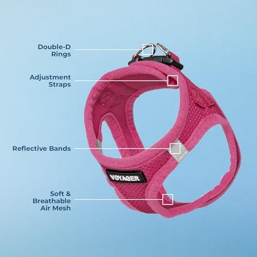 Best Pet Supplies Voyager Step-in Air Harness - All Weather Mesh, Reflective, No Pull Harness for Dogs, Cats - Secure with Hook & Loop Fastener, Buckle, Double D-Rings - Fuchsia, M - Image 4