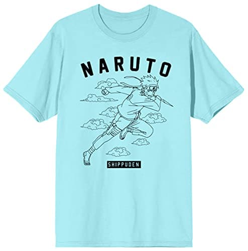 Naruto Shippuden Anime Cartoon Varsity Clouds Blue Tee - S