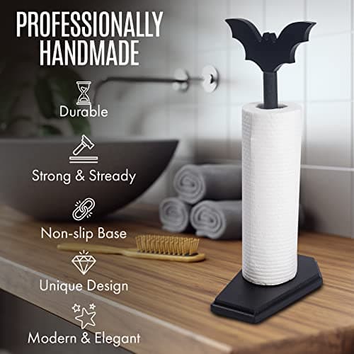 CEFLITECO Bat Paper Towel Holder - Halloween Decor for Kitchen and Bathroom - Gothic Home Decor for Oddities and Curiosities - Goth Accessories for Countertop Stand - Witchy Gifts for Women - Image 3