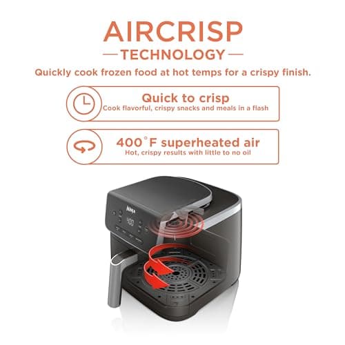Ninja | Air Fryer | 4-in-1 Pro Air Fry, Roast, Reheat, Dehydrate | 5QT Capacity fits up to 4lbs of French Fries | 400F Max Temp | Nonstick Basket & Crisper Plate | 120V | Grey | AF141 - Image 2