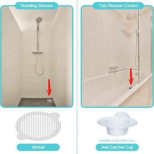 Aire Allure, 25 Pack, Disposable Shower Drain Hair Catcher Mesh Stickers - Image 9