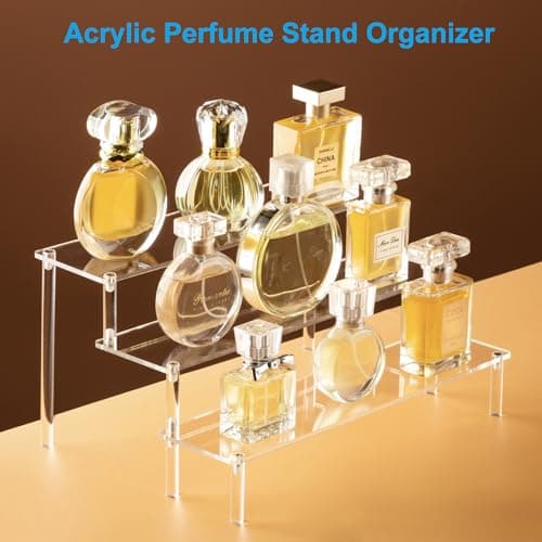 HENABLE Large Acrylic Display Risers, Perfume Stand Organizer, Clear Acrylic Shelf Risers for Display Stands for Food, Tabletop Use, Amiibo Funko POP Figure, 3 Tier Clear Cupcake Stand Risers - Image 2