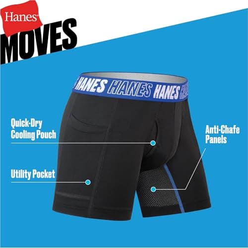 Hanes Big Moves Underwear, Anti-Chafe Boxer Briefs for Boys, 6-Pack, Black-Regular Leg - Image 3