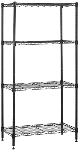 Amazon Basics 4-Shelf Steel Wire Storage Rack, Adjustable, Sturdy, Easy Assembly, 13.4 D x 23.2 W x 48 H in, Black