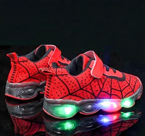 Toddler Boys Girls Light Up Shoes LED Lightweight Mesh Breathable Walking Sneakers(Red,8) - Image 4