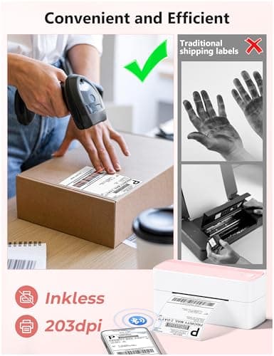 Phomemo Bluetooth Thermal Label Printer, 241BT 4X6 Wireless Shipping Labels Printer for Small Business, Pink Label Printers for Shipping Package, Compatible with iPhone, Android, Amazon, Shopify, USPS - Image 5