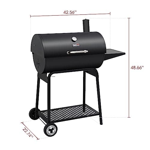 Royal Gourmet CC1830 30 Inch Barrel Charcoal Grill with Warming Rack, Outdoor BBQ Grill with 627 Sq. In. Grilling Space for Backyard, Patio and Parties, Black - Image 3