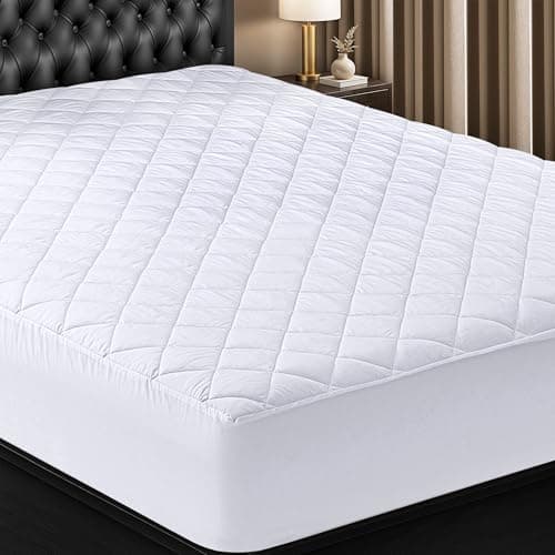 Utopia Bedding Quilted Fitted Mattress Pad, King Size, Elastic Fitted Mattress Topper Protector and Cover Stretches up to 16 Inches Deep, Machine Washable (White)
