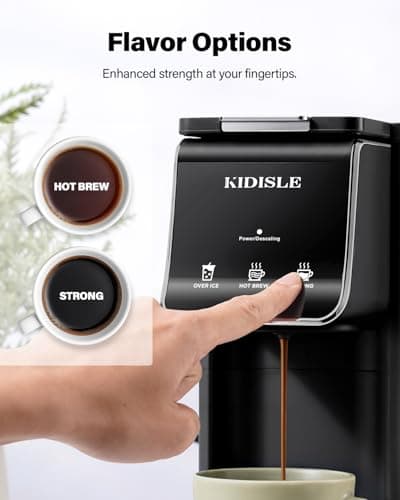KIDISLE Hot & Iced Coffee Maker, K Cup Coffee Maker, Compatible with K-Cups and Ground Coffee, Single Serve Coffee Machine with Bold Setting, Reusable Filter, Travel Mug Friendly, Black - Image 4