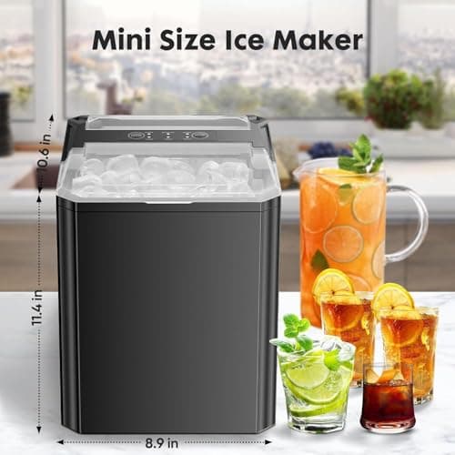 Sweetcrispy Countertop Ice Maker, Portable Ice Machine Self-Cleaning, 9 Cubes in 6 Mins, 26 lbs/24Hrs, 2 Sizes of Bullet Ice for Home Party Office,Elegant Black - Image 7