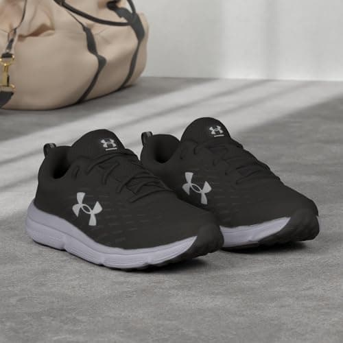 Under Armour Men's Charged Assert 10 Shoes, (001) Black/Black/White, 12 - Image 5