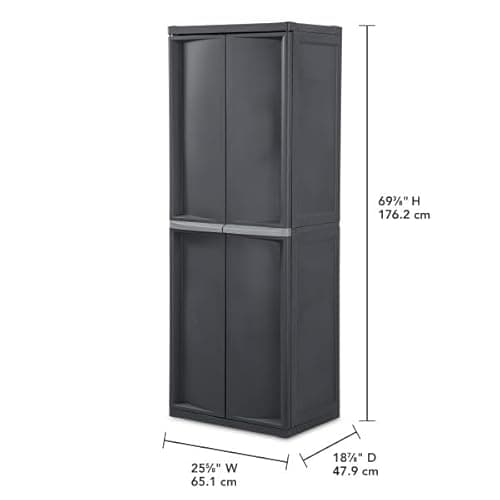 Sterilite 4 Shelf Cabinet, Lockable Utility Storage w/ Adjustable Shelves, Gray - Plastic Shelving Unit for Organizing Garage, Pantry, Basement, Laundry Room or Mudroom - Image 3