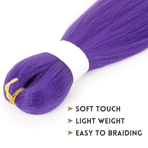 Long Purple Braiding Hair Pre Stretched Synthetic Braiding hair Extensions for Braids, Purple Hair Extensions for Stage Party Halloween Costume Cosplay - Image 4