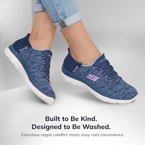 Skechers Women's Summits Hands-Free Slip-Ins – Memory Foam Insole, Heel Pillow, Vegan Materials Sneaker, Navy Purple, 12 - Image 6