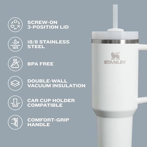 Stanley Quencher H2.0 Tumbler with Handle and Straw 30 oz | Flowstate 3-Position Lid | Cup Holder Compatible for Travel | Insulated Stainless Steel Cup | BPA-Free | Rose Quartz 2.0 - Image 3