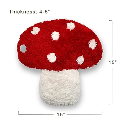 Dreamstall Mushroom Throw Pillow Tufted Shape Decorative Cushion 15” x 15” – Decor for Bed, Couch, Living Room (Red) - Image 3