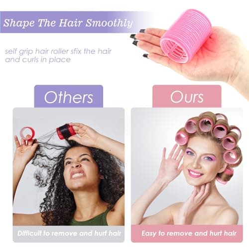 5 Size Hair Rollers, 72Pcs Roller Set, Hair Curlers for Blowout Look Long, Short Hair, Jumbo Large Big Small 30 Hair Rollers, 40 Roller Clips, Tail Comb, Storage Bag - Image 5