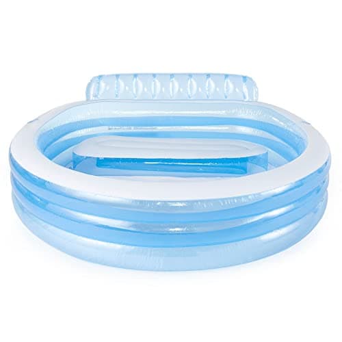 INTEX Swim Center Inflatable Family Lounge Pool: Built-In Bench – Cup Holder – 156 Gallon Capacity – 90" x 86" x 31" – Blue - Image 3
