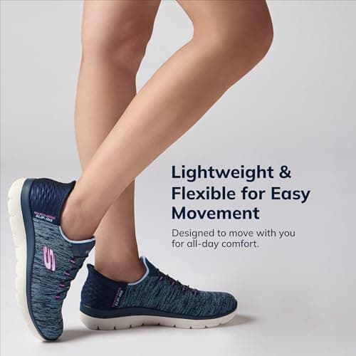 Skechers Women's Summits Hands-Free Slip-Ins – Memory Foam Insole, Heel Pillow, Vegan Materials Sneaker, Navy Purple, 12 - Image 4