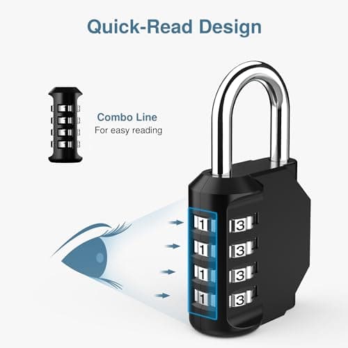 Puroma 2 Pack Combination Lock for Locker 4 Digit Outdoor Waterproof Padlock for School, Gym, Sports, Fence, Toolbox, Gate, Case, Outdoor, Hasp Storage (Black) - Image 3