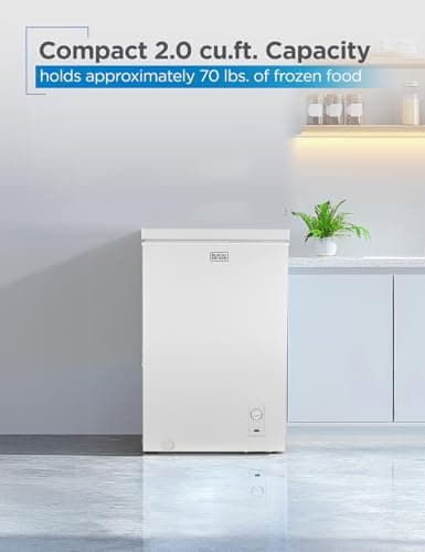 BLACK+DECKER 2.0 Cu. Ft. Compact Chest Freezer, Deep Freezer Holds Up To 70 Lbs. of Frozen Food, Removable Storage Basket, Manual Defrost, White - Image 3