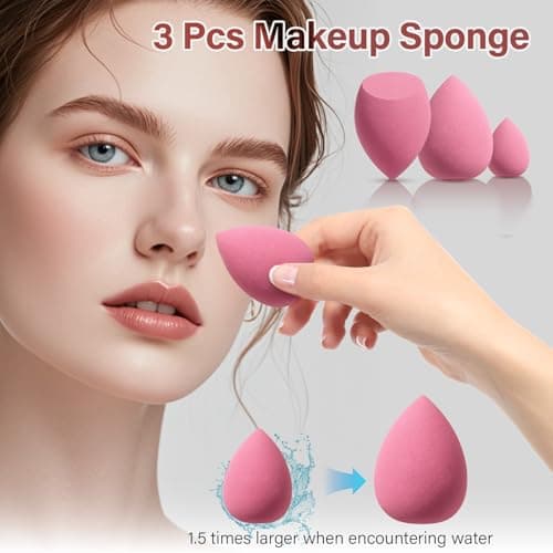 Makeup Brushes Set, Mlemle Professional 26 Pcs Makeup Kit, Include Powder Foundation Concealers Blush Eye shadows 21 Pcs Makeup Brushes and 2 Powder Puff, 3 Makeup Sponge(A01-Pink) - Image 5