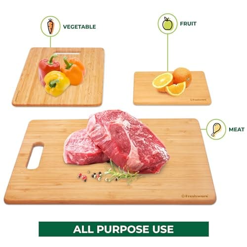 Bamboo Cutting Boards for Kitchen [Set of 3] Wood Cutting Board for Chopping Meat, Vegetables, Fruits, Cheese, Knife Friendly Serving Tray with Handles - Image 7