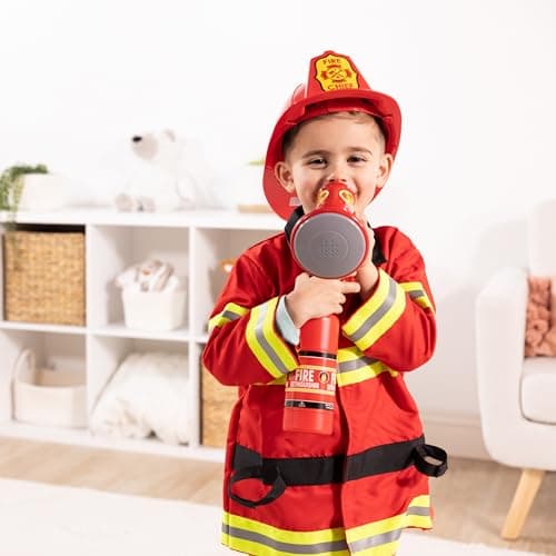 Melissa & Doug Fire Chief Role Play Costume Dress-Up Set, Pretend Play Firefighter Outfit with Realistic Accessories for Kids and Toddlers Ages 3+ - Image 2