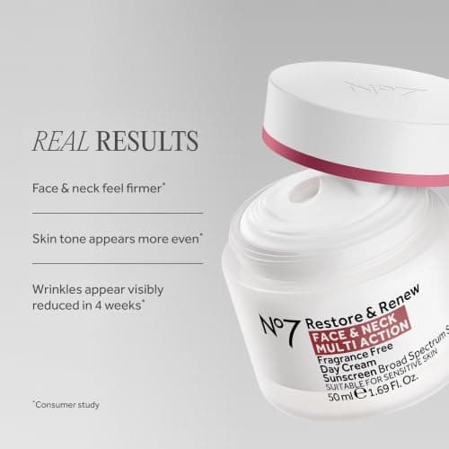 No7 Restore & Renew Multi Action Face & Neck SPF 30 Day Cream - Firming & Hydrating Face Moisturizer with Hyaluronic Acid to Help Reduce the Appearance of Wrinkles - Fragrance-Free (1.69 Fl Oz) - Image 4