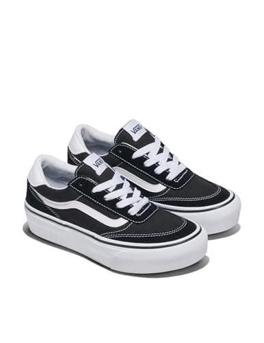 Vans Women's Brooklyn LS Platform Shoe | Chunky Low-Top Sneakers for Fashion, Work & Casual Wear, Suede/Canvas Black/White, 8 - Image 6