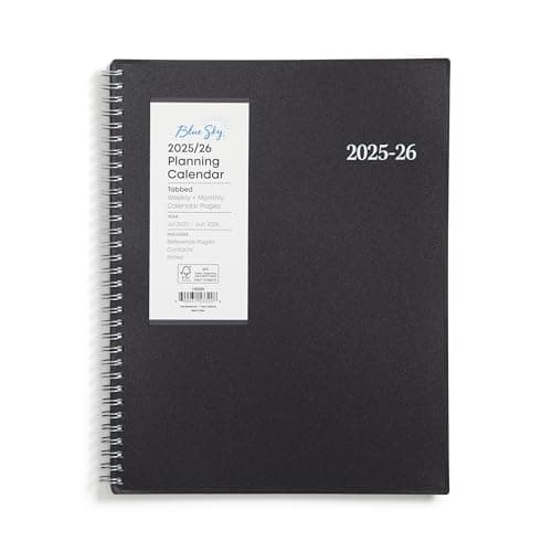 Blue Sky 2025-2026 Weekly and Monthly Academic Year Planner Calendar, July 2025 - June 2026, 8" x 10.875", Flexible Cover, Wirebound, Laminated Tabs, Dainian