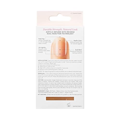 KISS Salon Acrylic Nude French Tip Press On Nails Short, ‘Breathtaking’, Beige, Squoval, Includes 28 Fake Nails, Nail Glue 2g, 1 Manicure Stick, 1 Mini File - Image 10