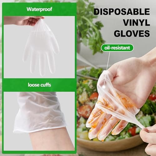 SWIFTLITE Disposable Vinyl Gloves, Food Safe, Latex-Free Powder-Free Clear Plastic Gloves for Cooking, House Clean, Food Prep (100, Medium) - Image 8