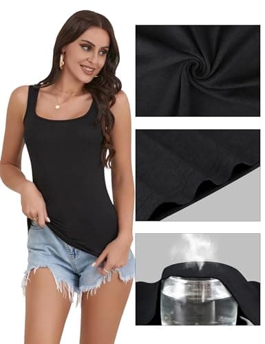 BQTQ 5 Pack Square Neck Tank Tops for Women Sleeveless Ladies Tank Tops with Square Neck Womens Undershirt Tank Tops, L - Image 4